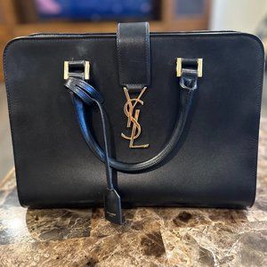 YSL Small Cabas Satchel - Black and Gold